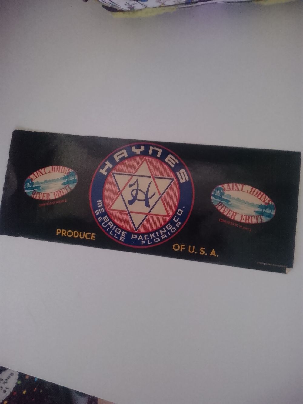 Haynes Produce Packing Co. Vintage Label - Black, Red & Blue
